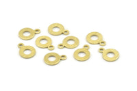 Brass Circle Charm, 50 Textured Raw Brass Circle Charms With 1 Loop, Findings (11x8x0.80mm) M360