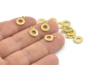 Brass Circle Charm, 50 Textured Raw Brass Circle Charms With 1 Loop, Findings (11x8x0.80mm) M360