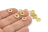 Brass Circle Charm, 50 Textured Raw Brass Circle Charms With 1 Loop, Findings (11x8x0.80mm) M360