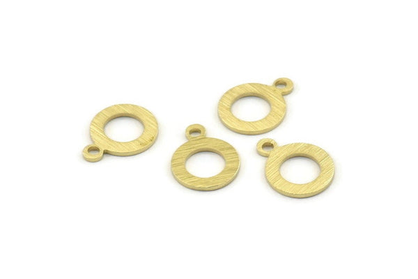 Brass Circle Charm, 50 Textured Raw Brass Circle Charms With 1 Loop, Findings (13x10x0.80mm) M361