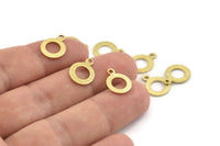 Brass Circle Charm, 50 Textured Raw Brass Circle Charms With 1 Loop, Findings (13x10x0.80mm) M361