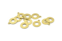 Brass Circle Charm, 24 Textured Raw Brass Circle Charms With 1 Loop, Findings (15x12x0.80mm) M362