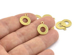 Brass Circle Charm, 24 Textured Raw Brass Circle Charms With 1 Loop, Findings (15x12x0.80mm) M362