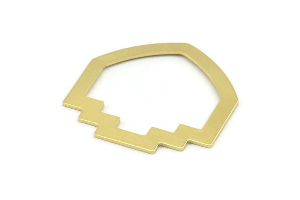 Brass Mushroom Blank, 8 Raw Brass Mushroom Shaped Connectors, Findings (33x33x0.80mm) M134