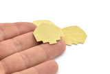 Brass Mushroom Blank, 6 Textured Raw Brass Mushroom Shaped Stamping Blanks, Findings (26x26x0.80mm) M113