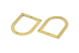 D Shape Rings - 10 Raw Brass D Shape Charms With 4 Holes, Pendants (35x28x0.80mm) M386