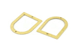 D Shape Rings - 10 Textured Raw Brass D Shape Charms With 2 Holes, Pendants (35x28x0.80mm) M381
