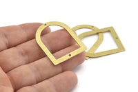 D Shape Rings - 10 Textured Raw Brass D Shape Charms With 2 Holes, Pendants (35x28x0.80mm) M381