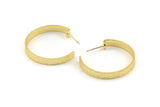 Gold Geometric Earring, 2 Hammered Gold Plated Brass Circle Stud Earrings (34x5x1mm) N1251 H0958