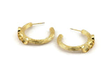 Gold Geometric Earring, 2 Gold Plated Brass Textured Geometric Earrings - Pad Size 6mm (29x4mm) N0959