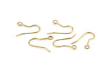 Brass Ear Wires, Earring Hooks, 100 Raw Brass Earring Setting for Pearl, Brass Findings, Crafts (19x16x0.7mm) BS 2135