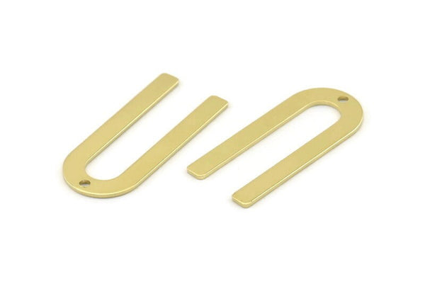 Brass U Shaped Charm, 12 Raw Brass U Shaped Charms With 1 Hole, Blanks (30x13x0.80mm) M164
