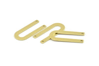 Brass U Shaped Charm, 12 Raw Brass U Shaped Charms With 2 Holes, Connectors, Blanks (30x13x0.80mm) M165
