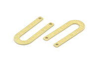 Brass U Shaped Charm, 12 Textured Raw Brass U Shaped Charms With 2 Holes, Connectors, Blanks (30x13x0.80mm) M169