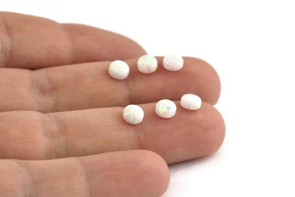 Opal Round Cabochon, Traditional Opal Cabochon, White Opal Beads, Synthetic Opal, Opal Cab, Opal Cabochon, 3mm - 4mm - 5mm F052