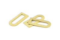D Shape Charm - 12 Textured Raw Brass D Shape Connectors, Blanks (30x13x0.80mm) M179