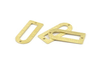 D Shape Charm - 12 Textured Raw Brass D Shape Connectors With 2 Holes, Pendants (30x13x0.80mm) M180