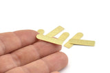 Brass Blank - 24 Textured Raw Brass D Shape Stamping Blanks (23x6x0.80mm) M181