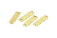 Brass Blank - 24 Textured Raw Brass D Shape Connectors With 2 Holes, Stamping Blanks (23x6x0.80mm) M182