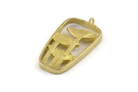 Brass Charm, 2 Raw Brass - Pendant -  Brass Pendants With 1 Loop, Findings (36x18x3mm) N1313