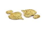Brass Fish Charm,  Raw Brass Fish Pendants With 1 Hole And Stone Setting -  Pad Size 4mm (46x29mm) N1312
