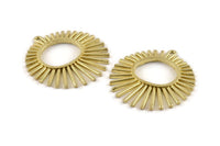 Brass Charm, Raw Brass - Sunshine Charm -  Brass Sun Pendants With 1 Loop - Findings (41x39x2mm) N1315