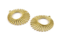 Brass Charm, Raw Brass - Sunshine Charm -  Brass Sun Pendants With 1 Loop - Findings (41x39x2mm) N1315