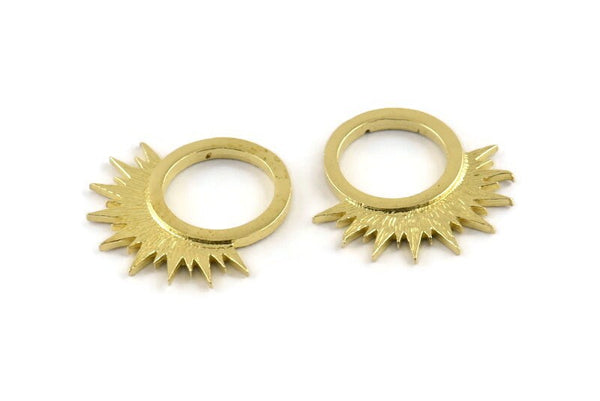Brass Charm, 4 Raw Brass - Sunshine Charm -  Brass Sun Charm - Findings (22x21x1.5mm) N1317