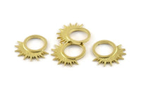 Brass Charm, 4 Raw Brass - Sunshine Charm -  Brass Sun Charm - Findings (22x21x1.5mm) N1317
