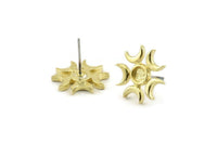 Brass Moon Earring, 4 Raw Brass Crescent Moon Stud Earrings - Pad Size 4mm (15mm) N1325