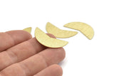 Brass Moon Blank, 12 Textured Raw Brass Moon Stamping Blanks (31x11x0.80mm) M197