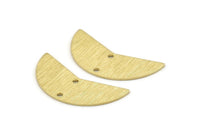 Brass Moon Charm, 12 Textured Raw Brass Moon Charms With 2 Holes, Blanks (31x11x0.80mm) M202