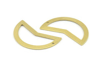 Brass Moon Charm, 10 Raw Brass Moon Charms With 1 Hole, Blanks (38x18x0.80mm) M227