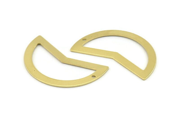 Brass Moon Charm, 10 Raw Brass Moon Charms With 1 Hole, Blanks (38x18x0.80mm) M227