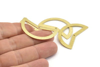 Brass Moon Charm, 10 Textured Raw Brass Moon Charms With 1 Hole, Blanks (38x18x0.80mm) M232