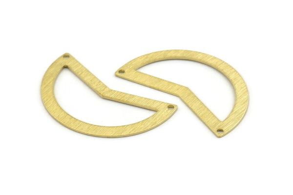 Brass Moon Charm, 10 Textured Raw Brass Moon Charms With 2 Holes, Blanks (38x18x0.80mm) M235