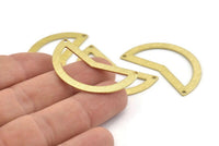 Brass Moon Charm, 10 Textured Raw Brass Moon Charms With 2 Holes, Blanks (38x18x0.80mm) M235