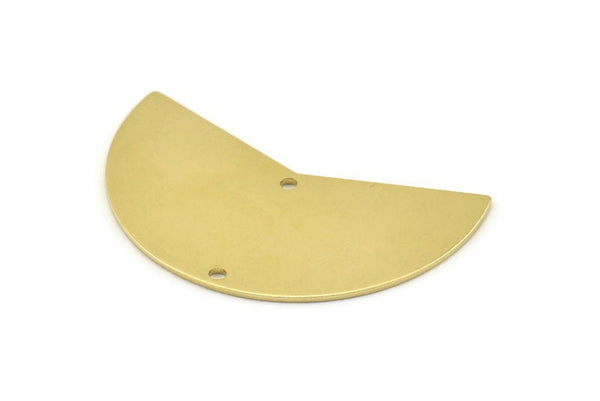 Brass Moon Charm, 6 Raw Brass Moon Charms With 2 Holes, Blanks (38x18x0.80mm) M239