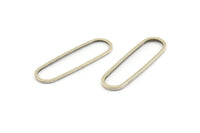Silver Oval Charm, 50 Antique Silver Plated Brass Oval Rings, Connectors (25x7x0.80mm) BS 1732 H1199