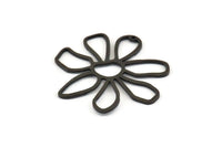 Black Daisy Charm, 6 Oxidized Black Brass Daisy Charms With 1 Hole, Pendants, Earrings (34x1mm) D0638 S893