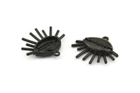 Black Shell Charm, 2 Oxidized Black Brass Cowrie Shell Charms With 1 Loop, Findings, Pendants, Earrings (27x23mm) N1000