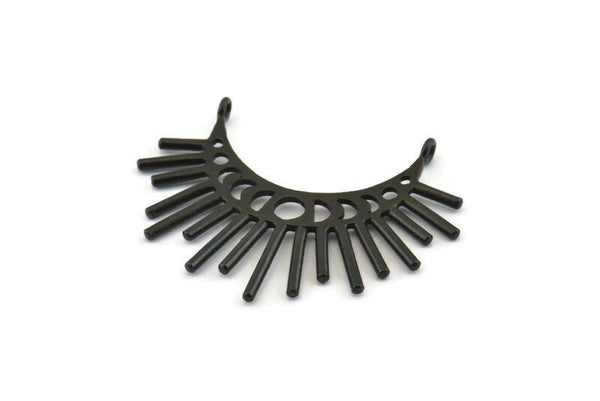 Moon Phases Pendant, 2 Oxidized Black Brass Crescent Pendants With 2 Loops, Earring Findings (39x18x1mm) N0950 S425
