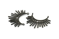 Moon Phases Pendant, 2 Oxidized Black Brass Crescent Pendants With 2 Loops, Earring Findings (39x18x1mm) N0950 S425