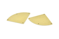 Brass Triangle Charm, 6 Raw Brass Fan Charms With 4 Holes, Connectors, Findings (40x28x0.80mm) M217