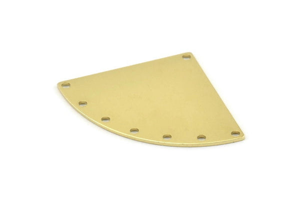Brass Triangle Charm, 6 Raw Brass Fan Charms With 8 Holes, Connectors, Findings (40x28x0.80mm) M218