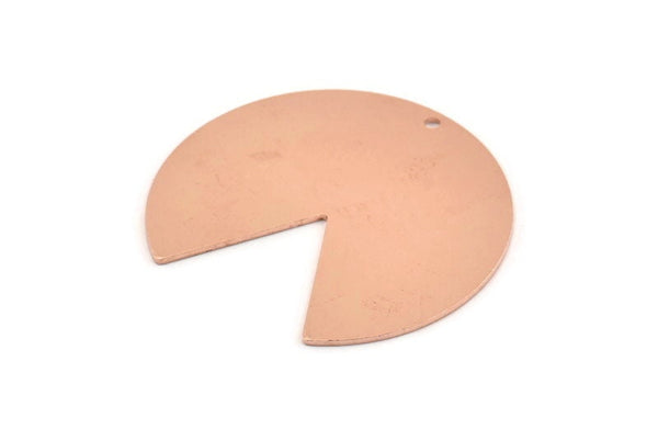 Bakır Daire Charm, 1 Delikli 4 Ham Bakır Pizza Dilimi Charm, Bulgular (37x34x0,80 mm) M255