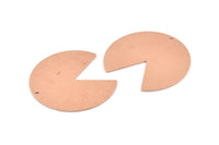 Bakır Daire Charm, 1 Delikli 4 Ham Bakır Pizza Dilimi Charm, Bulgular (37x34x0,80 mm) M255