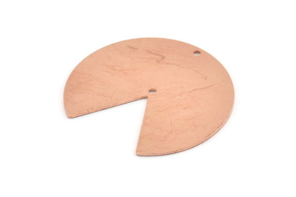 Bakır Daire Charm, 2 Delikli 4 Ham Bakır Pizza Dilimi Charm, Kolye Uçları, Bulgular (37x34x0,80 mm) M256