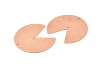 Bakır Daire Charm, 2 Delikli 4 Ham Bakır Pizza Dilimi Charm, Kolye Uçları, Bulgular (37x34x0,80 mm) M256
