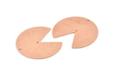Copper Circle Charm, 4 Raw Copper Pizza Slice Charms With 2 Holes, Pendants, Findings (37x34x0.80mm) M256